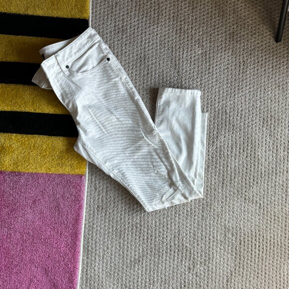Express Mens White Ripped Skinny Jeans - Picture 2 of 9